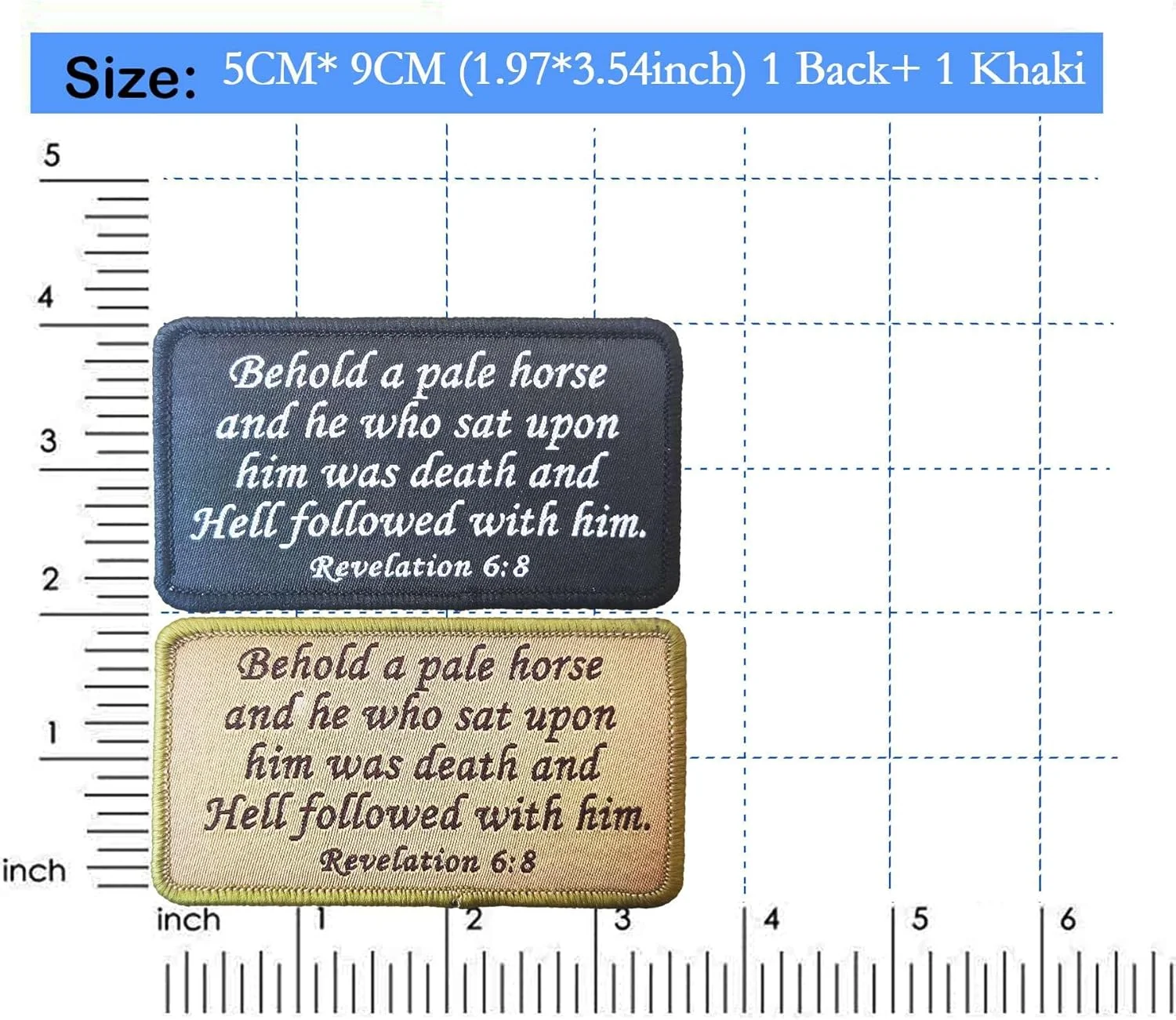 نشان اخلاقی تاکتیکی BDIHS Revelation 6:8، نشان گلدوزی اسب رنگ پریده و کسی که بر آن نشسته بود مرگ بود (A06)