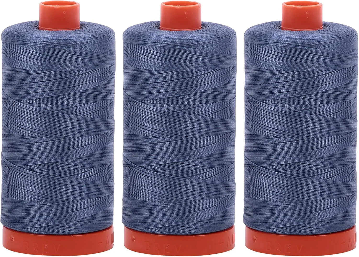 بسته سه تایی نخ پنبه ای مصری 50 وزن Aurifil، هر دوک 1422 یارد، رنگ: آبی خاکستری تیره، شماره A1050-1248