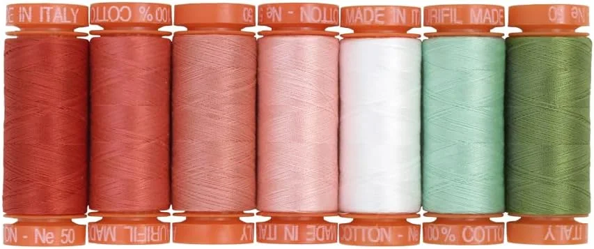 نخ پنبه ای سبک دل Aurifil وزن 50، 7 ماسوره کوچک توسط Camille Roskelley CR50LC7، متنوع