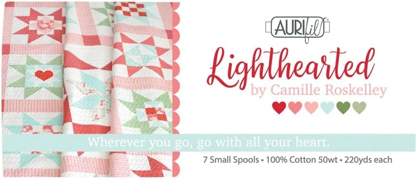 نخ پنبه ای سبک دل Aurifil وزن 50، 7 ماسوره کوچک توسط Camille Roskelley CR50LC7، متنوع
