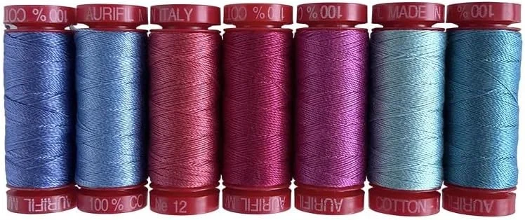 مجموعه نخ دوخت 12wt پنبه 100% آوریفیل اثر سارا ماکسول، 7 قرقره کوچک، 56 یارد، ایده آل برای صنایع دستی، لحاف دوزی و تکه دوزی