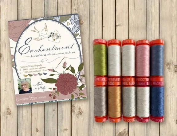 مجموعه نخ های طراح Aurifil، 10 قرقره کوچک متنوع، 100% پنبه JM5012EC10، 8-50wt (هر کدام 220 یارد) 2-12wt (هر کدام 54 یارد) - ساخت ایتالیا