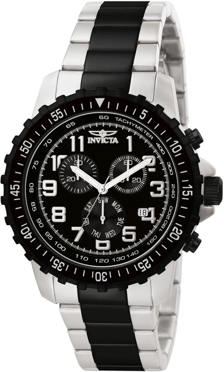 ساعت مچی مردانه کوارتز Invicta Specialty، نمایشگر آنالوگ و بند استیل ضد زنگ، مشکی - 1326