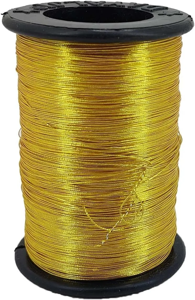 نخ های زری فلزی آمنی کرافتس 0.1 میلی متر (1 حلقه) رنگ طلایی برای گلدوزی، سوزن دوزی، خیاطی، کاردستی های پوشاک