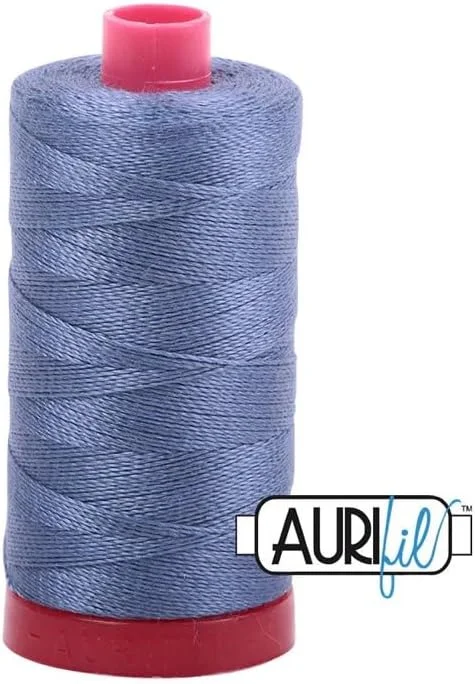 نخ پنبه ای 12wt آوریفیل - آبی خاکستری #1248 (386 یارد) - 100% پنبه مصری - ایده آل برای گلدوزی دستی، لحاف دوزی، دوخت رویه، خیاطی تزئینی - ساخت ایتالیا