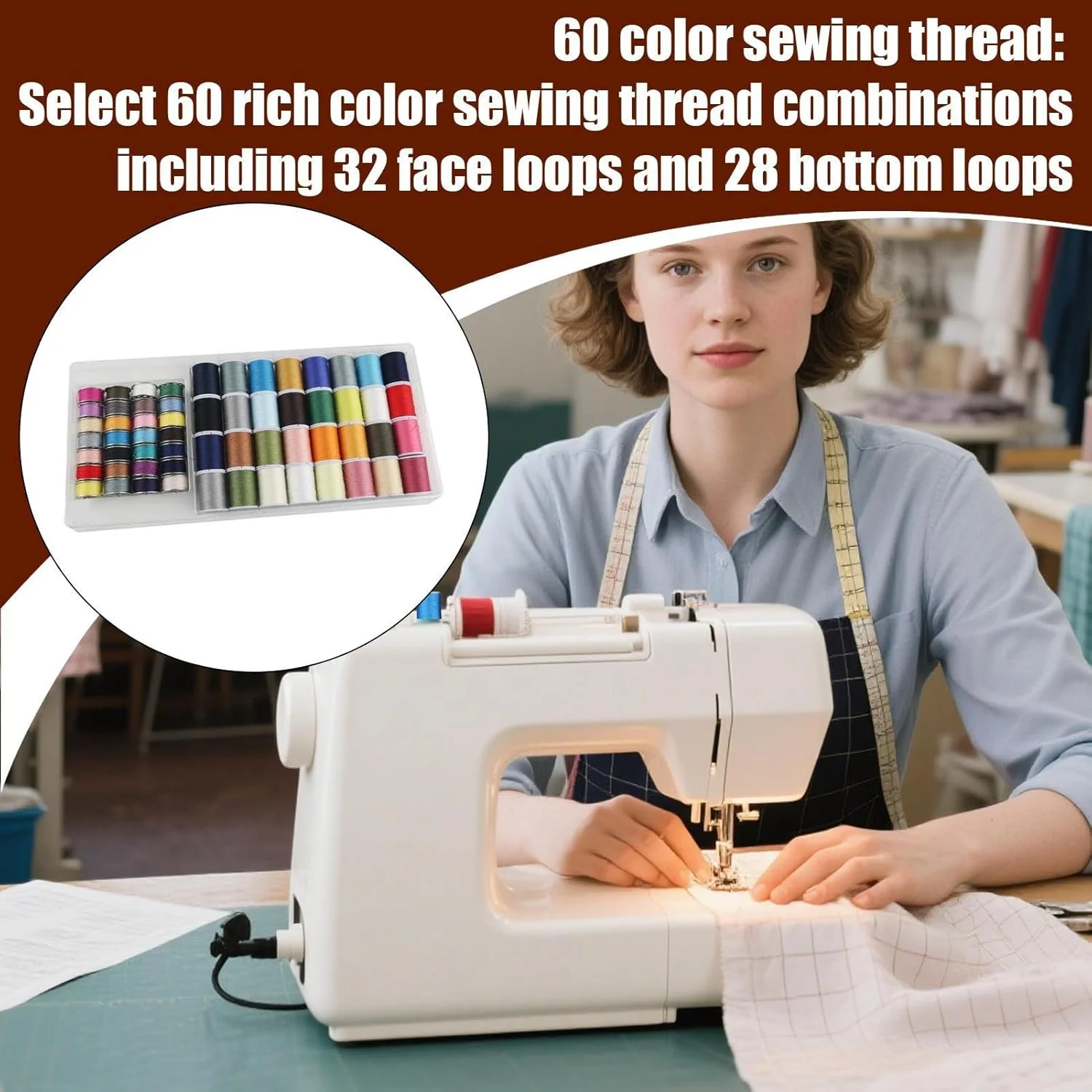 مجموعه نخ خیاطی، 32 نخ روکار و 28 نخ زیرکار برای خیاطی با دست و ماشین | نخ لحاف دوزی، بافتنی دستی، لوازم جانبی گلدوزی برای مادر، مادربزرگ، دوستان