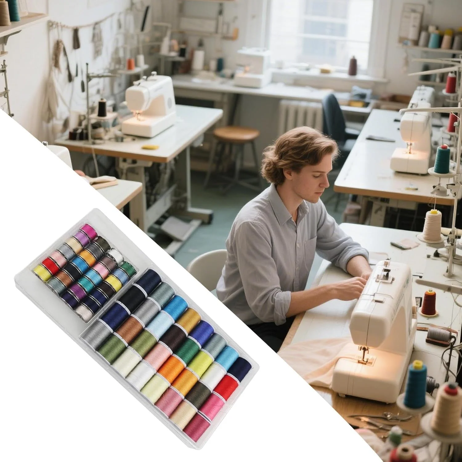 مجموعه نخ خیاطی، 32 نخ روکار و 28 نخ زیرکار برای خیاطی با دست و ماشین | نخ لحاف دوزی، بافتنی دستی، لوازم جانبی گلدوزی برای مادر، مادربزرگ، دوستان