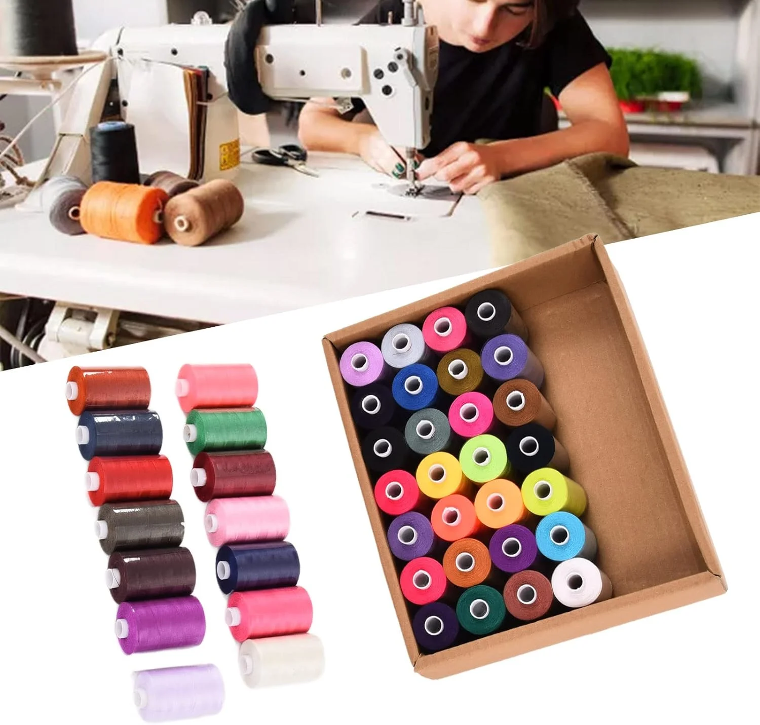 مجموعه نخ خیاطی، 42 رنگ نخ خیاطی مقاوم در برابر سایش، بادوام و قوی برای خیاطی خانگی
