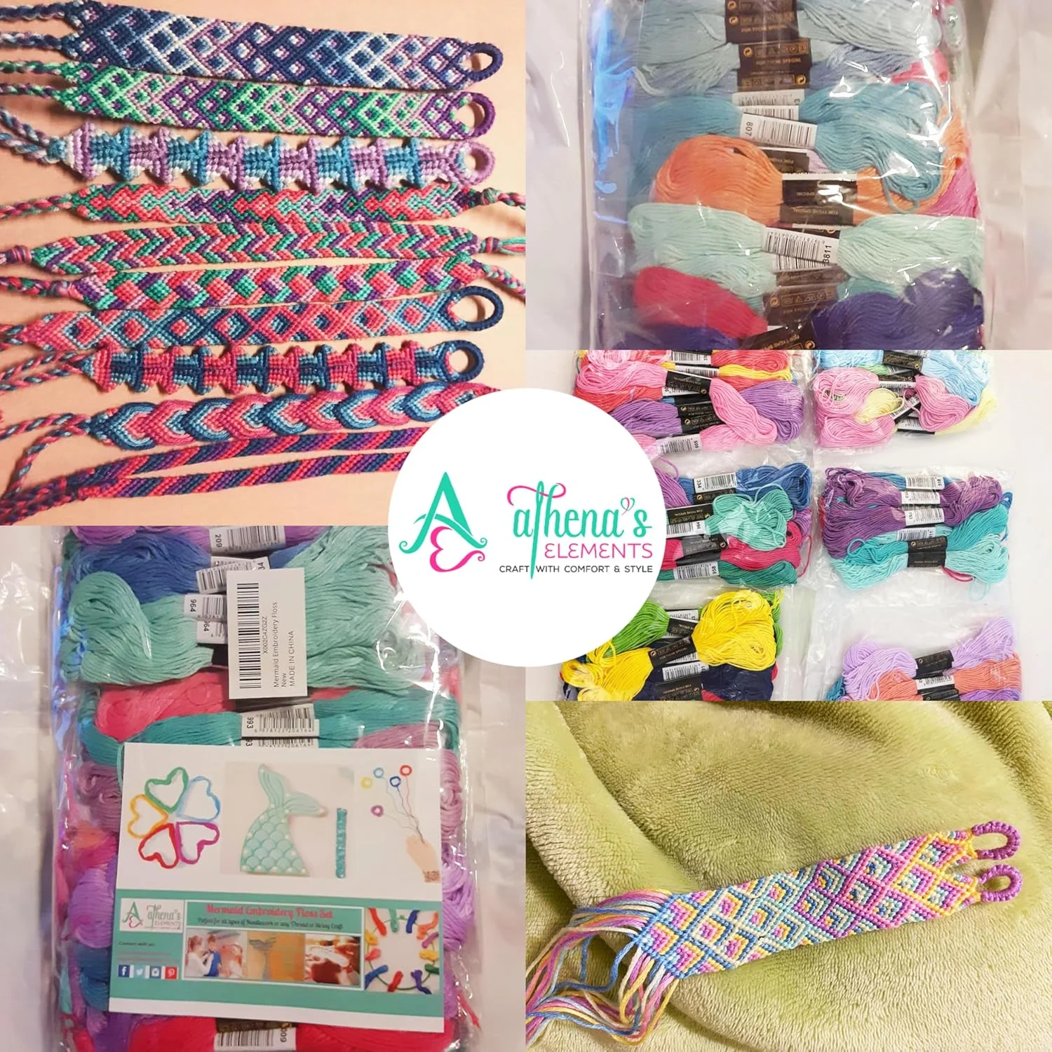 نخ گلدوزی آتنا المنتز | نخ دمسه رنگین کمانی برای بند دوستی، نخ کوبلن دوزی، نخ گلدوزی هنرهای دستی، نخ دستبند دوستی (200 رنگ)