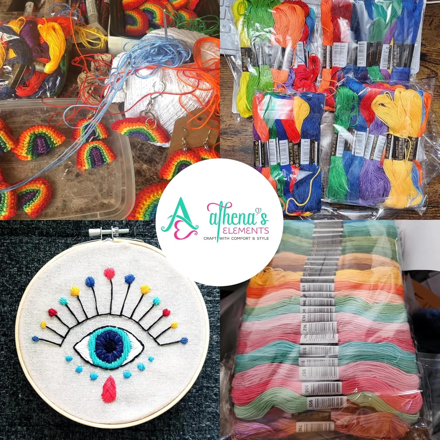 نخ گلدوزی آتنا المنتز | نخ دمسه رنگین کمانی برای بند دوستی، نخ کوبلن دوزی، نخ گلدوزی هنرهای دستی، نخ دستبند دوستی (200 رنگ)