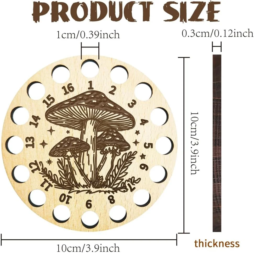 آری کرافت 1 عدد نگهدارنده نخ کوک چوبی، طرح قارچ 16 موقعیت صفحه سیم پیچ نخ گرد تخته نگهدارنده نخ سوزن دوزی چوبی تزئینی برای نخ های خیاطی DIY