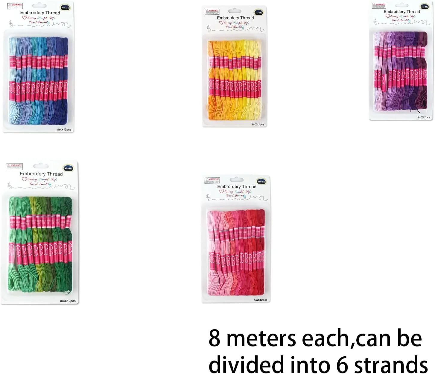 نخ گلدوزی Aoktorkit 12 عددی، نخ های کوک متقاطع، نخ خیاطی گرادیانی، نخ دستبند برای خیاطی، گره زدن - آبی