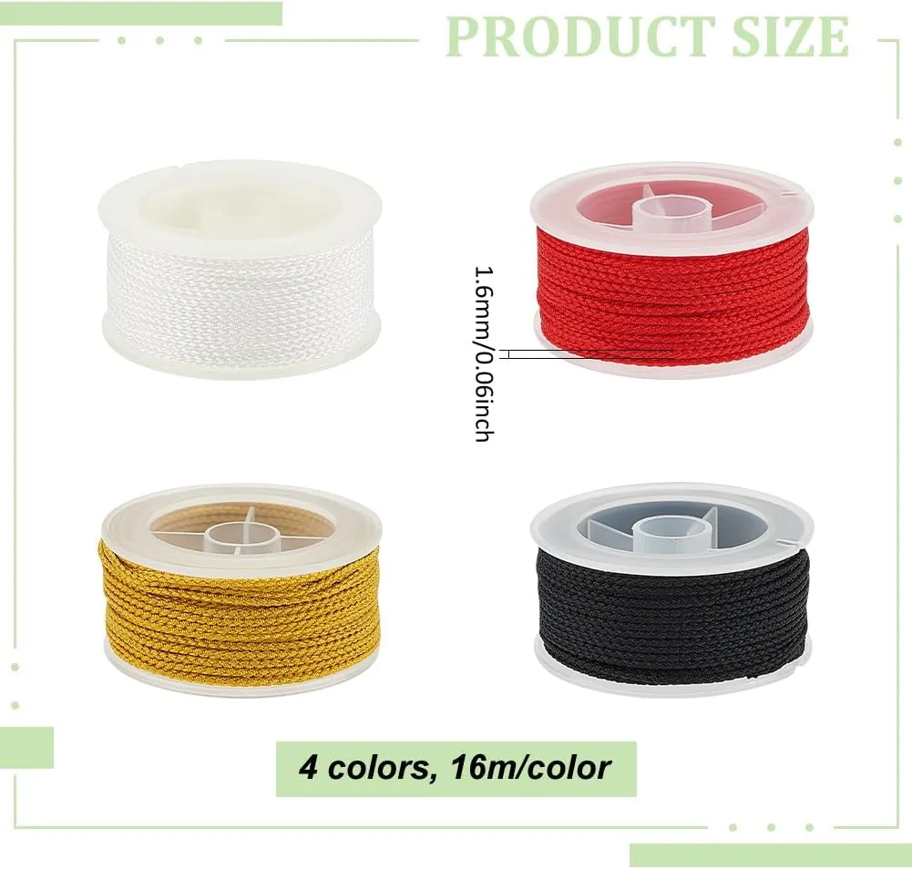 نخ نایلونی ANATTASOUL، 16 متری، نخ مهره بافی، نخ نایلونی بافته شده، رشته مهره بافی چند رنگ برای ساخت دستبند، جواهرات و صنایع دستی DIY