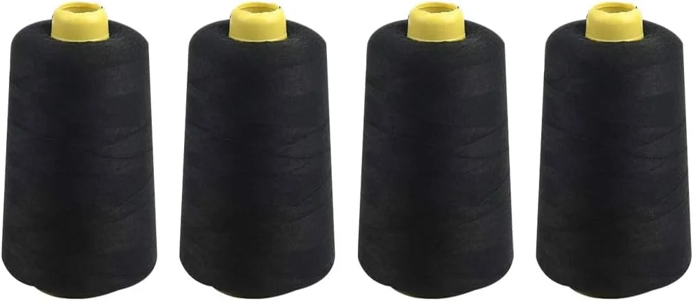 نخ سردوز مشکی ANCLLO - 4 عدد مخروط نخ پلی استر 1000 یاردی