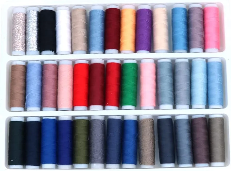 نخ خیاطی ANCLLO، مجموعه نخ پلی استر پنبه ای رنگارنگ 39 رنگ مخلوط 150 متری ایده آل برای خیاطی دستی، خیاطی با ماشین، بافندگی و دوخت