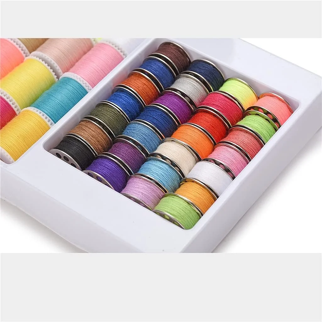 نخ خیاطی ALQYQGSewing، 32 عدد نخ خیاطی و 28 عدد ماسوره فولادی برای خیاطی، ماشین های گلدوزی