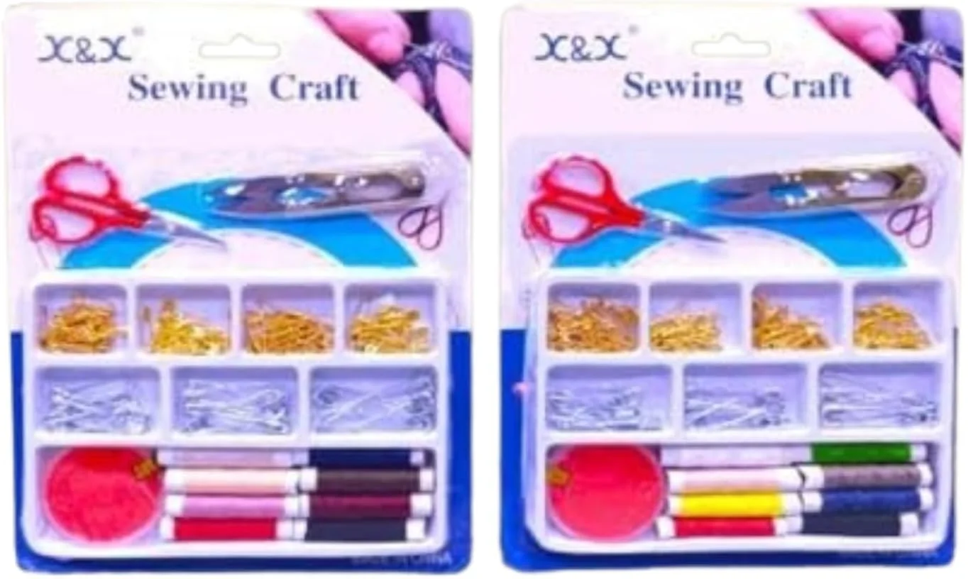 کیت لوازم خیاطی چند منظوره AL ARQAM - نخ و سوزن، چند رنگ (144 عدد در هر کارتن)