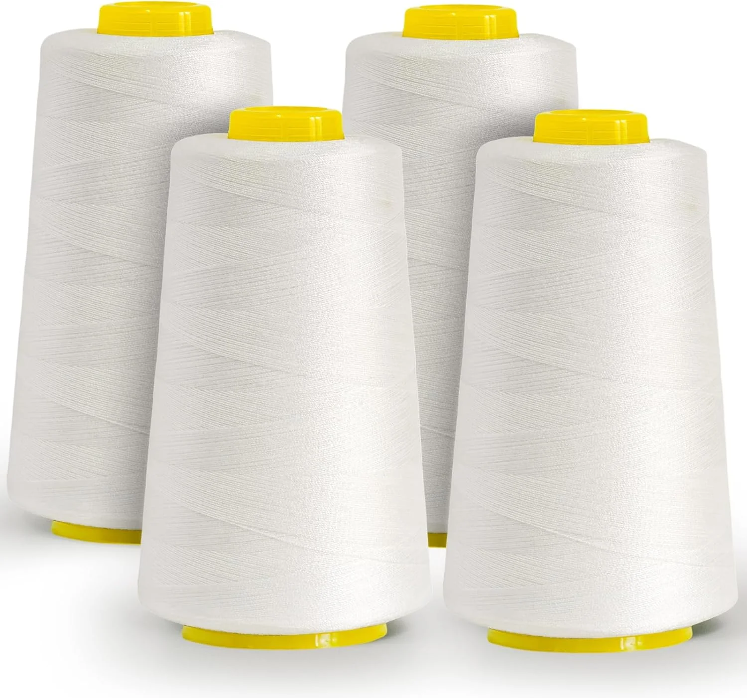 نخ خیاطی پلی استر چند منظوره - بسته 4 عددی (در مجموع 12000 یارد) - مخروط های نخ سفید برای سردوز، اورلاک، لحاف دوزی و ماشین های خیاطی