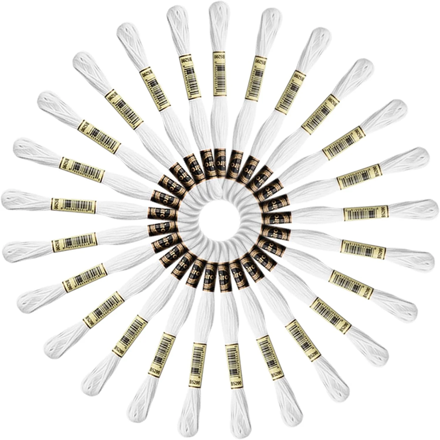 نخ گلدوزی سفید Acrice، 25 کلاف نخ گلدوزی مشکی، نخ پنبه ای برای دوخت ضربدری، نخ دستبند دوستی و پروژه گلدوزی DIY (25 کلاف سفید)