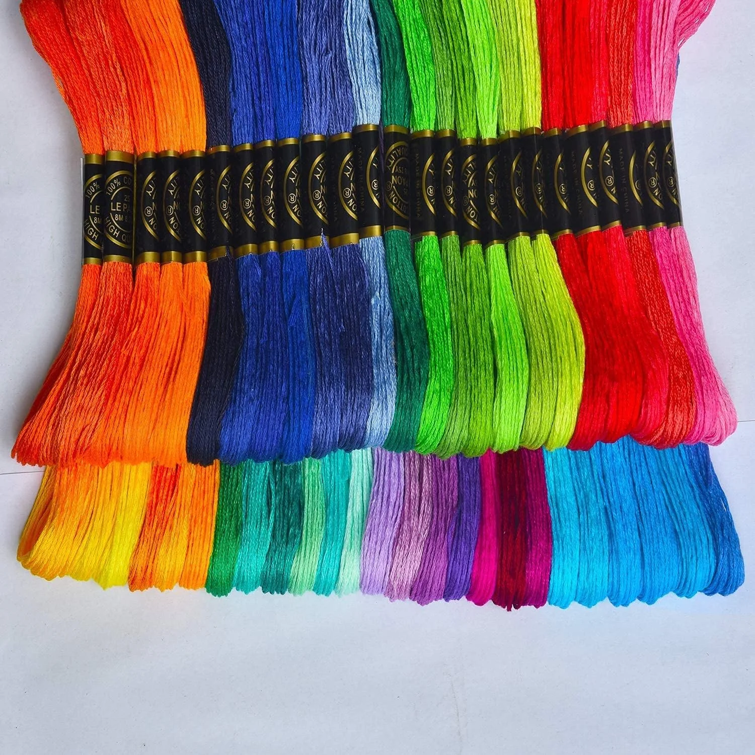 کلاف نخ گلدوزی رنگین کمانی آکریتی پنبه ای برای دستبندهای دوستی، کوک متقاطع، کارهای دستی DIY - نخ رنگی مخلوط، 25 عدد، 60 گرم، چند رنگ (رنگ ممکن است متفاوت باشد)