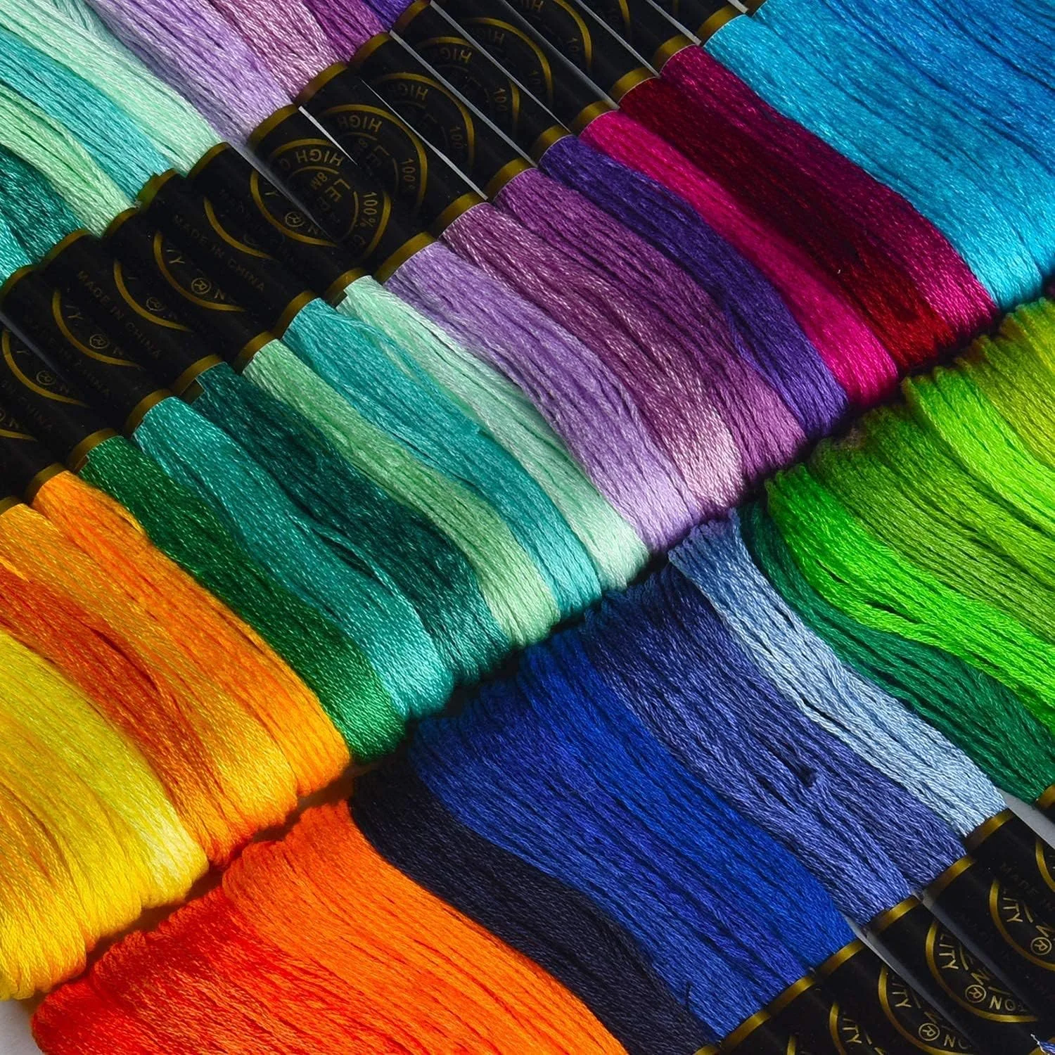 کلاف نخ گلدوزی رنگین کمانی آکریتی پنبه ای برای دستبندهای دوستی، کوک متقاطع، کارهای دستی DIY - نخ رنگی مخلوط، 25 عدد، 60 گرم، چند رنگ (رنگ ممکن است متفاوت باشد)