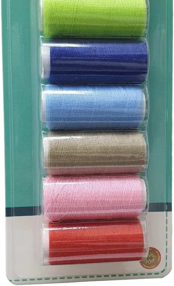 نخ خیاطی پلی استر ریسیده شده 8 عددی برای خیاطی عمومی و تعمیرات، چند رنگ، 200 متر در هر عدد