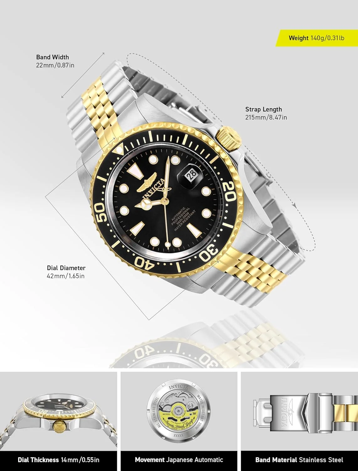 ساعت مچی مردانه اتوماتیک اینویکتا Pro Diver 30094 - 42 میلی متر ساعت مچی مردانه اتوماتیک اینویکتا Pro Diver 30094 - 42 میلی متر