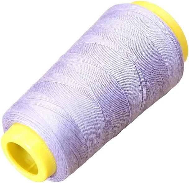 نخ خیاطی پلی استر 20S/3، 500 متری، نخ جین، رنگ بنفش روشن، مناسب برای تمام مصارف خیاطی دستی و ماشینی