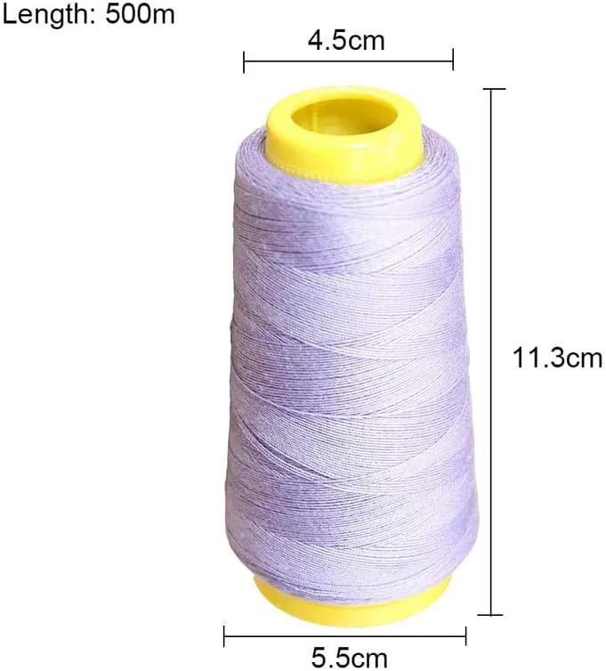 نخ خیاطی پلی استر 20S/3، 500 متری، نخ جین، رنگ بنفش روشن، مناسب برای تمام مصارف خیاطی دستی و ماشینی