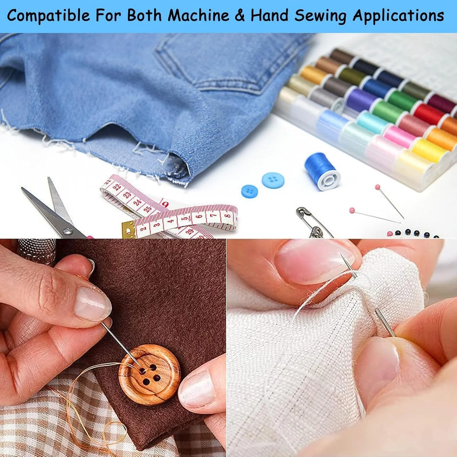 ست نخ خیاطی پلی استر 30 عددی - رنگ های متنوع، 50 یارد در هر قرقره مینی، مناسب برای خیاطی دستی و ماشینی