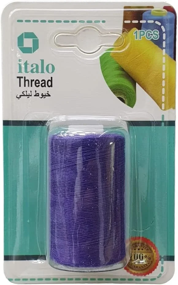 نخ خیاطی پلی استر تابیده 500 متری برای خیاطی عمومی و تعمیرات، رنگ بنفش