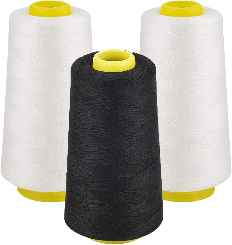 بسته 3 عددی نخ خیاطی پلی استر همه منظوره (2 سفید 1 مشکی، 402)