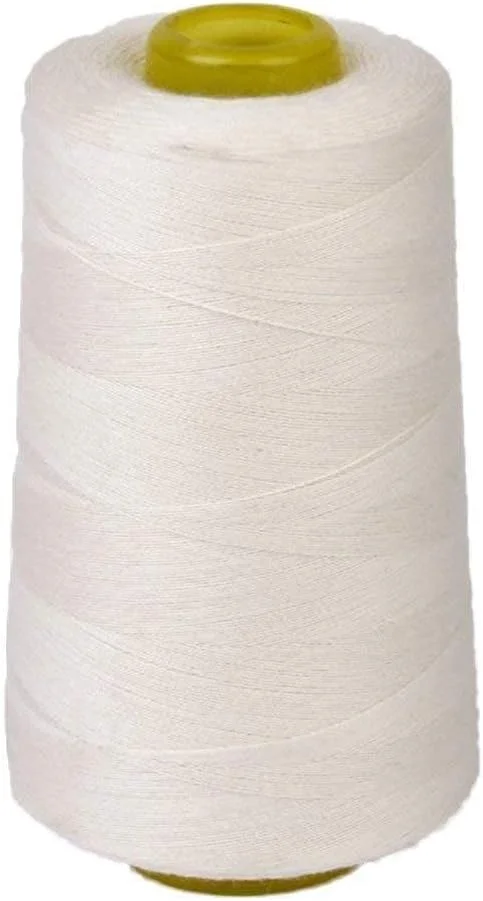 1 عدد نخ ته دوخت پلی استر 3000 یاردی، نخ پلی استر چند منظوره قابل حمل، سفید، عالی و خلاقانه