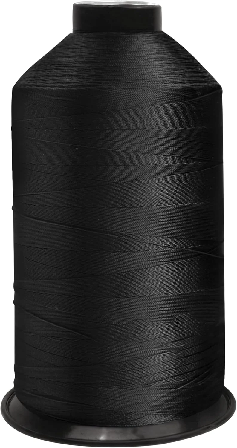 دوک نخ 3000 یاردی شماره 69 (تکس 70)، نخ نایلونی پیوسته و سنگین درجه نظامی برای چرخ خیاطی یا خیاطی دستی برای بوم، کت، کفش، روکش، چرم (مشکی، 1 عدد)