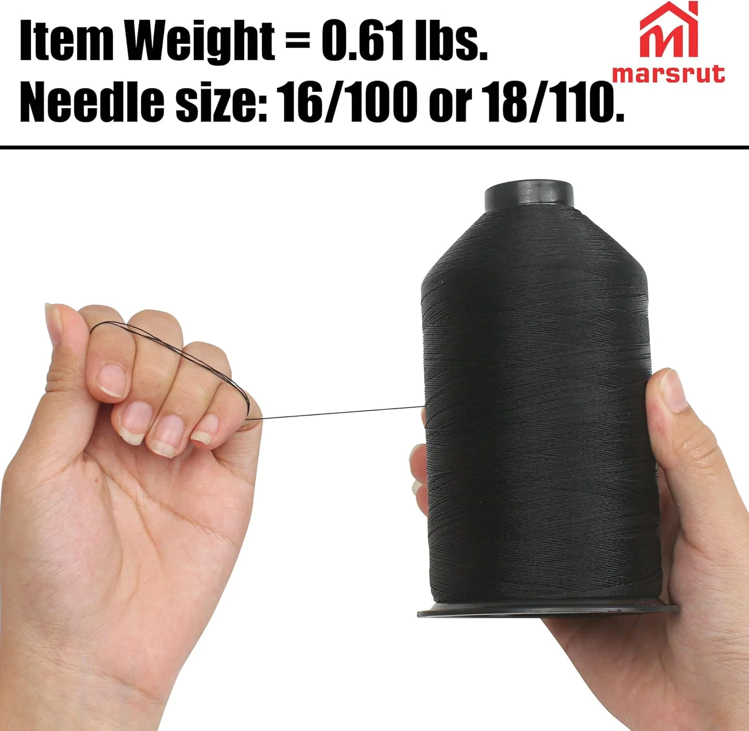 دوک نخ 3000 یاردی شماره 69 (تکس 70)، نخ نایلونی پیوسته و سنگین درجه نظامی برای چرخ خیاطی یا خیاطی دستی برای بوم، کت، کفش، روکش، چرم (مشکی، 1 عدد)
