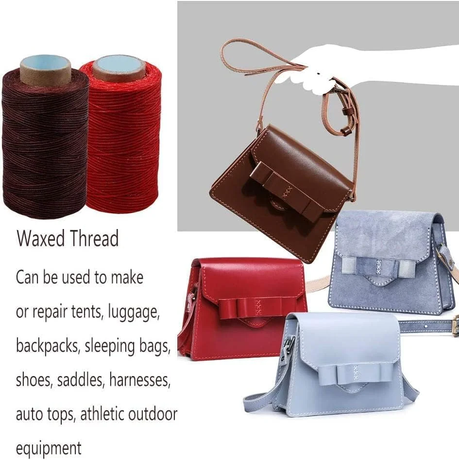 نخ موم زده چرم دوزی 259 متری - نخ بخیه بلند کاربردی برای صنایع دستی چرمی DIY/صحافی/تعمیر کفش/پروژه های چرمی نخ موم زده چرم دوزی 259 متری - نخ بخیه بلند کاربردی برای صنایع دستی چرمی DIY/صحافی/تعمیر کفش/پروژه های چرمی