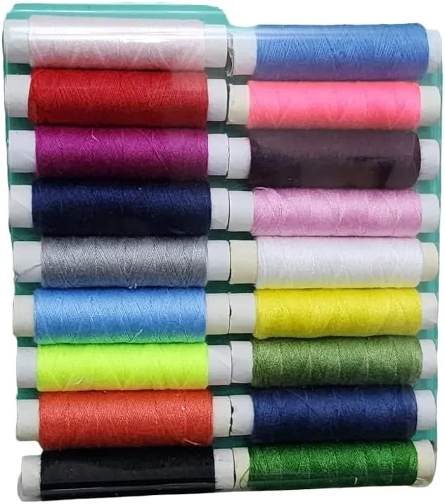 نخ خیاطی پلی استر تابیده شده 18 عددی برای خیاطی عمومی و تعمیرات، چند رنگ، تقریباً 50 متر در هر قرقره