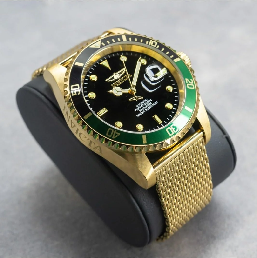 ساعت مچی مردانه اینویکتا Pro Diver با قطر 47 میلیمتر، استیل ضد زنگ، طلایی، صفحه مشکی، موتور مکانیکی 8215 ساعت مچی مردانه اینویکتا Pro Diver با قطر 47 میلیمتر، استیل ضد زنگ، طلایی، صفحه مشکی، موتور مکانیکی 8215