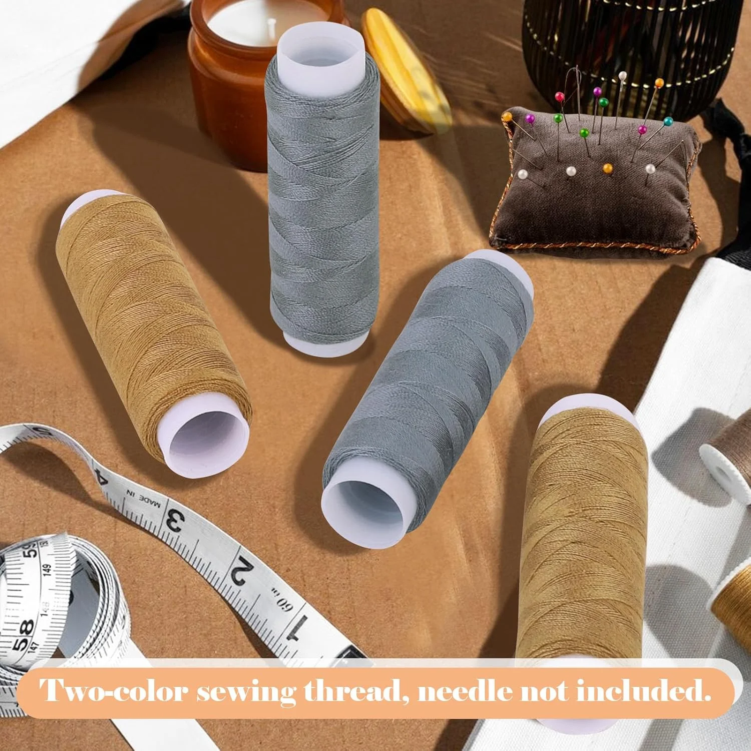 نخ خیاطی خاکستری و مارون 4 عددی، نخ های خیاطی پلی استر 110 متری/120 یاردی، نخ قرقره تعمیر خیاطی لباس، نخ های چرخ خیاطی جهانی، نخ خیاطی گلدوزی DIY برای تعمیرات صنایع دستی دستی