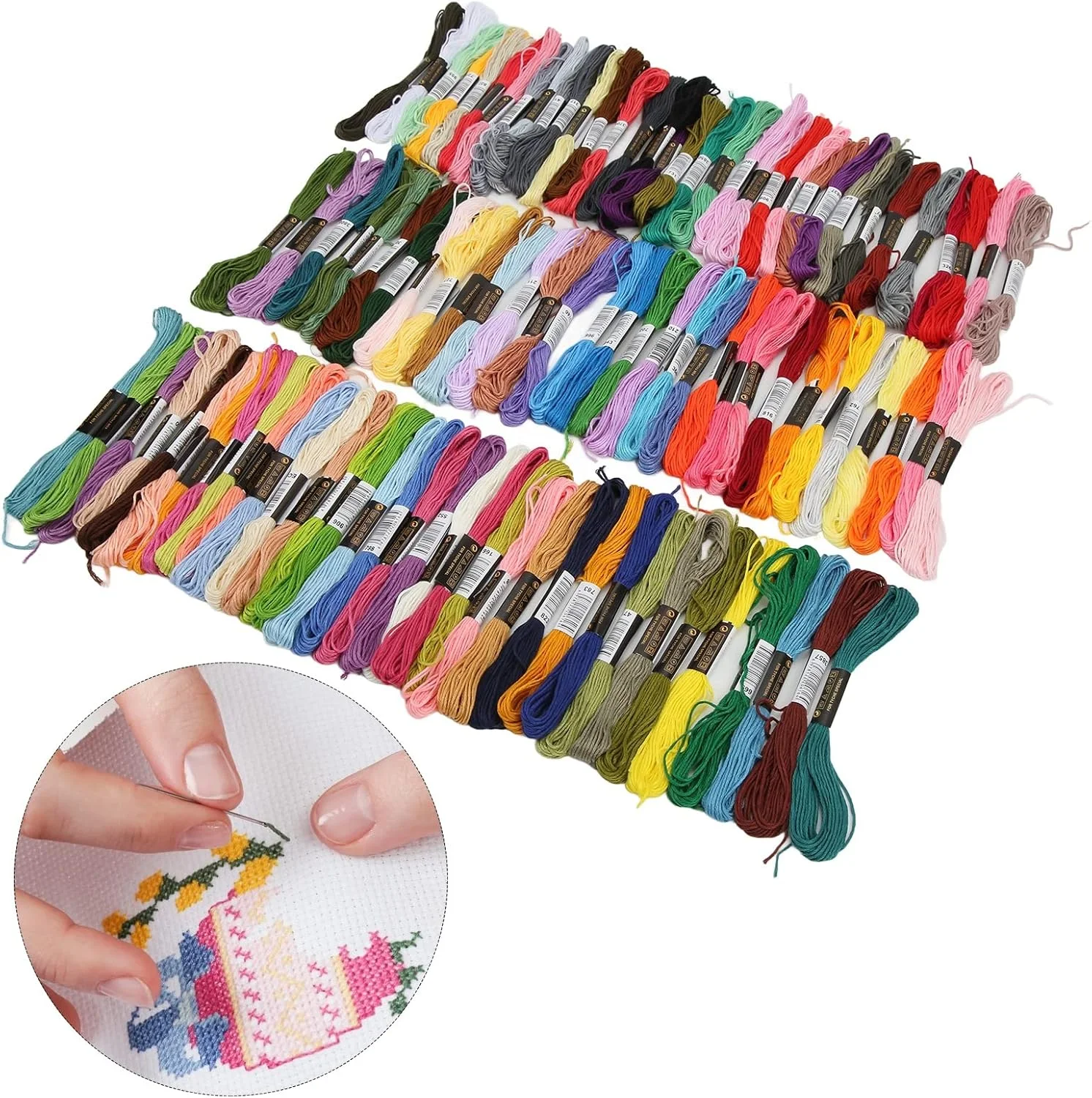 100 عدد نخ گلدوزی، نخ خیاطی، نخ گلدوزی پنبه ای، نخ های پلی استر رنگین کمانی برای خیاطی دستی و صنایع دستی DIY 100 عدد نخ گلدوزی، نخ خیاطی، نخ گلدوزی پنبه ای، نخ های پلی استر رنگین کمانی برای خیاطی دستی و صنایع دستی DIY
