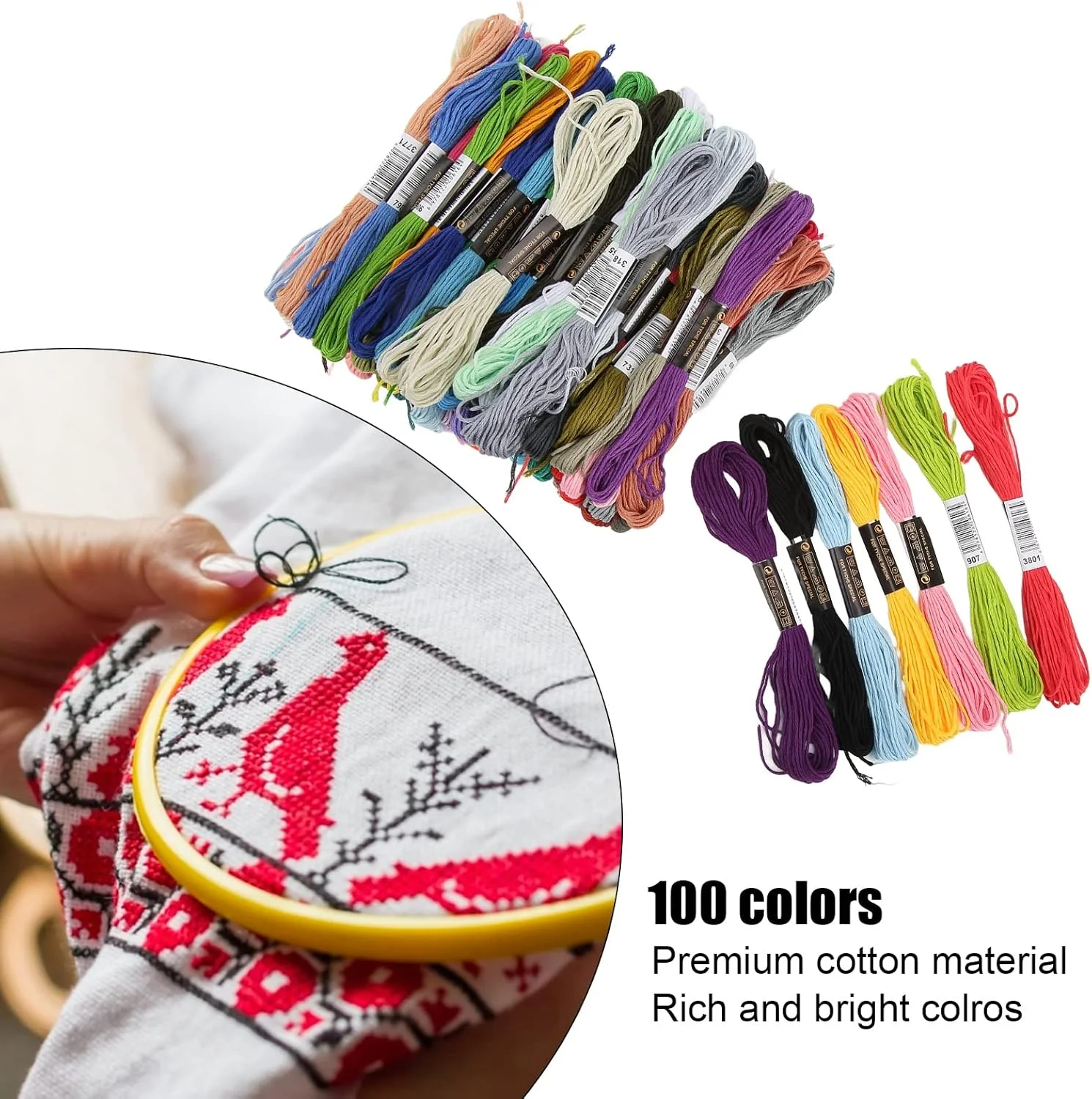 100 عدد نخ گلدوزی، نخ خیاطی، نخ گلدوزی پنبه ای، نخ های پلی استر رنگین کمانی برای خیاطی دستی و صنایع دستی DIY 100 عدد نخ گلدوزی، نخ خیاطی، نخ گلدوزی پنبه ای، نخ های پلی استر رنگین کمانی برای خیاطی دستی و صنایع دستی DIY