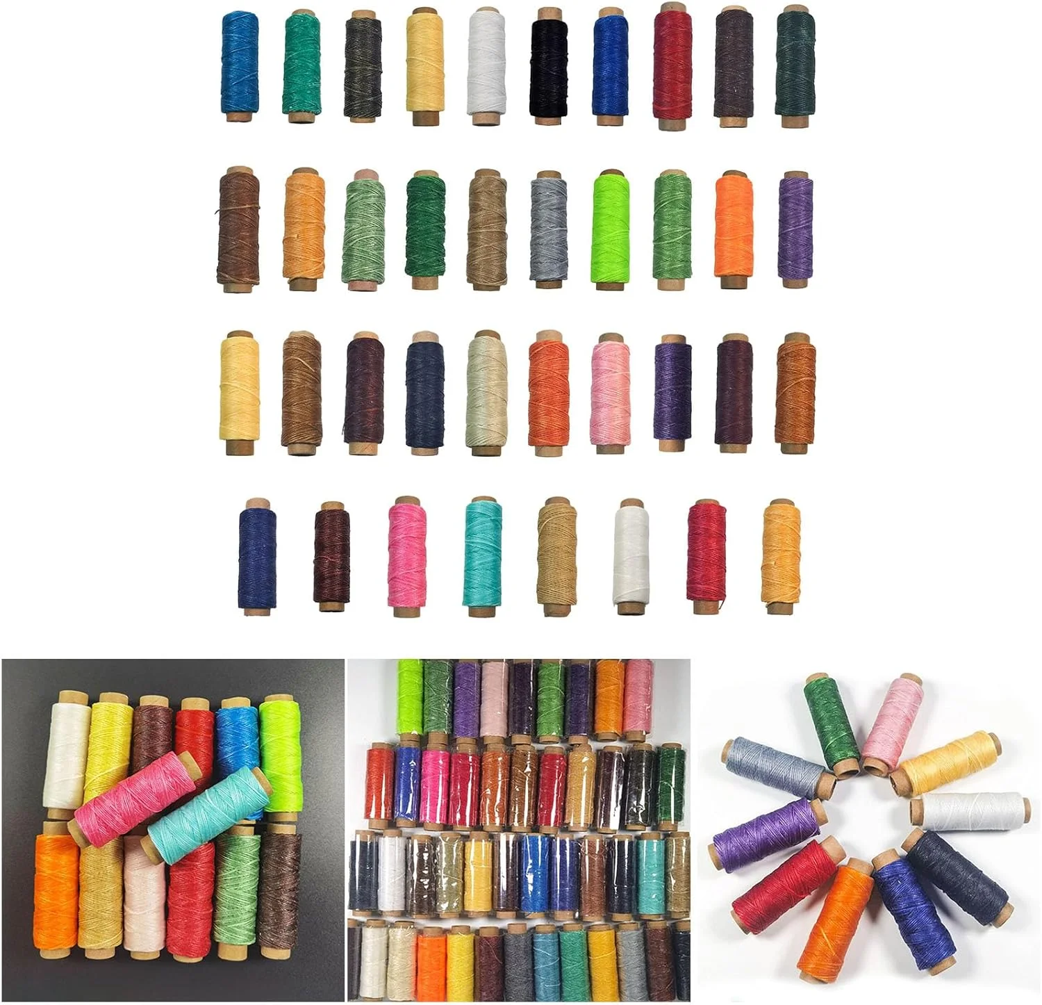 نخ موم زده چرمی ضخیم 0.8 میلی متری برای ابزار کاردستی نخ دوخت دستی 50 متری خط دوخت موم زده تخت