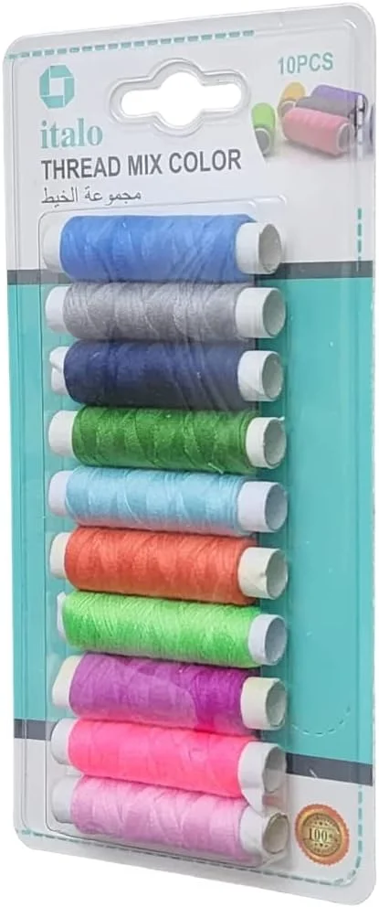 نخ خیاطی پلی استر تابیده شده 10 عددی برای خیاطی عمومی و تعمیرات، چند رنگ، تقریباً 50 متر در هر حلقه نخ خیاطی پلی استر تابیده شده 10 عددی برای خیاطی عمومی و تعمیرات، چند رنگ، تقریباً 50 متر در هر حلقه