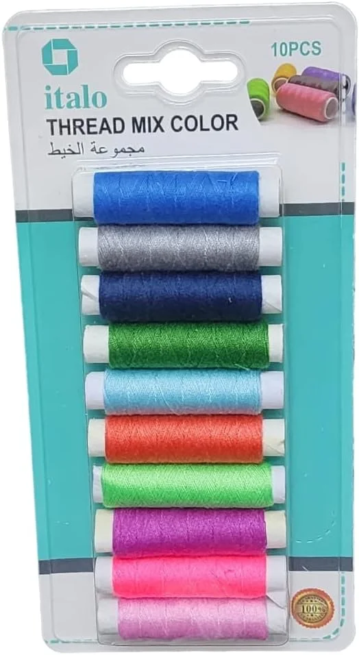 نخ خیاطی پلی استر تابیده شده 10 عددی برای خیاطی عمومی و تعمیرات، چند رنگ، تقریباً 50 متر در هر حلقه نخ خیاطی پلی استر تابیده شده 10 عددی برای خیاطی عمومی و تعمیرات، چند رنگ، تقریباً 50 متر در هر حلقه