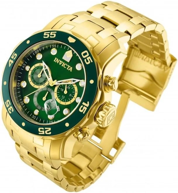 ساعت مچی مردانه اینویکتا مدل Pro Diver Collection کرنوگراف با روکش طلای 18 عیار و بند فلزی