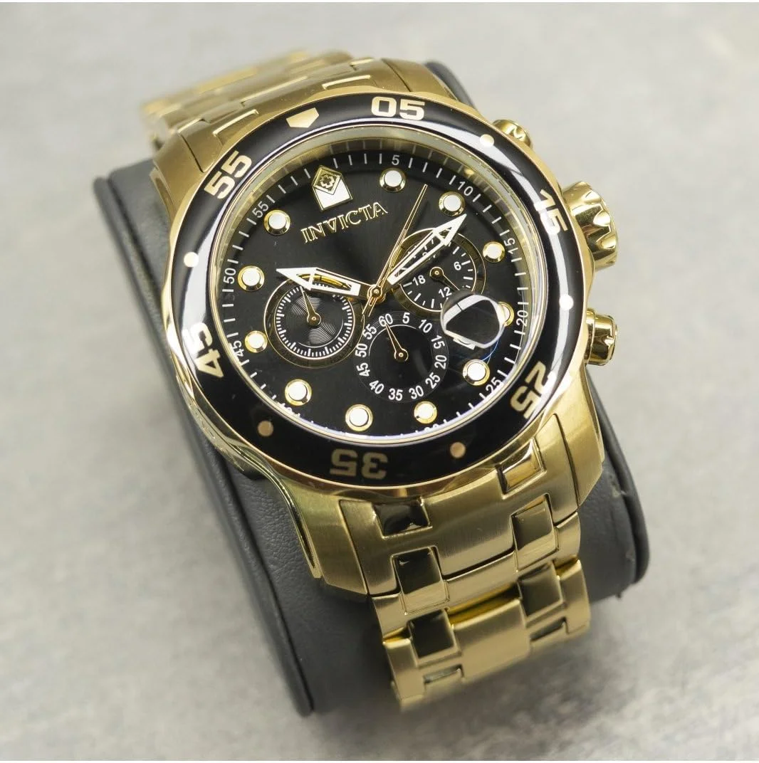 ساعت مچی مردانه اینویکتا Pro Diver Collection کرنوگراف با روکش طلای 18 عیار (مدل: 0072، 21954، 21958) ساعت مچی مردانه اینویکتا Pro Diver Collection کرنوگراف با روکش طلای 18 عیار (مدل: 0072، 21954، 21958)