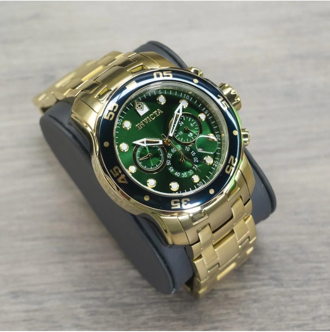 ساعت مچی مردانه اینویکتا مدل Pro Diver Collection کرنوگراف با روکش طلای 18 عیار و بند فلزی
