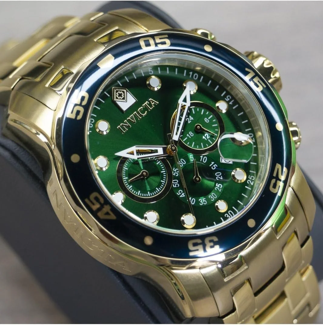 ساعت مچی مردانه اینویکتا مدل Pro Diver Collection کرنوگراف با روکش طلای 18 عیار و بند فلزی
