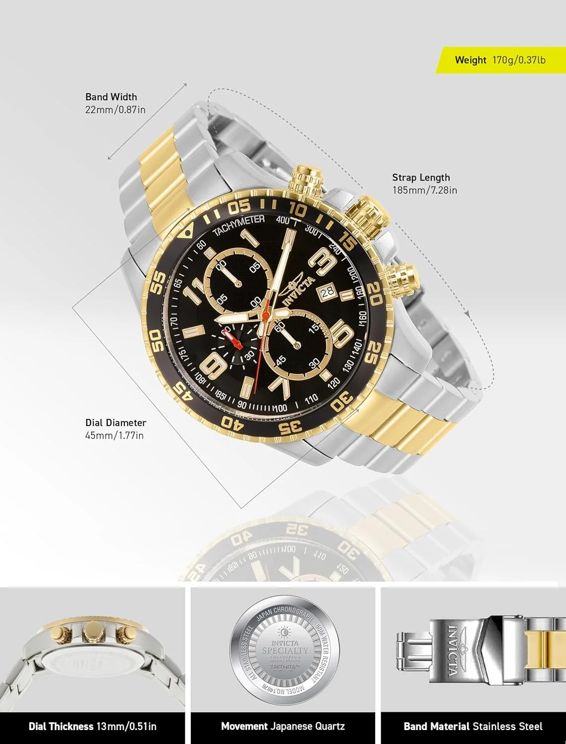 ساعت مچی مردانه اینویکتا مدل Specialty Chronograph با صفحه بافت دار و بدنه استیل ساعت مچی مردانه اینویکتا مدل Specialty Chronograph با صفحه بافت دار و بدنه استیل