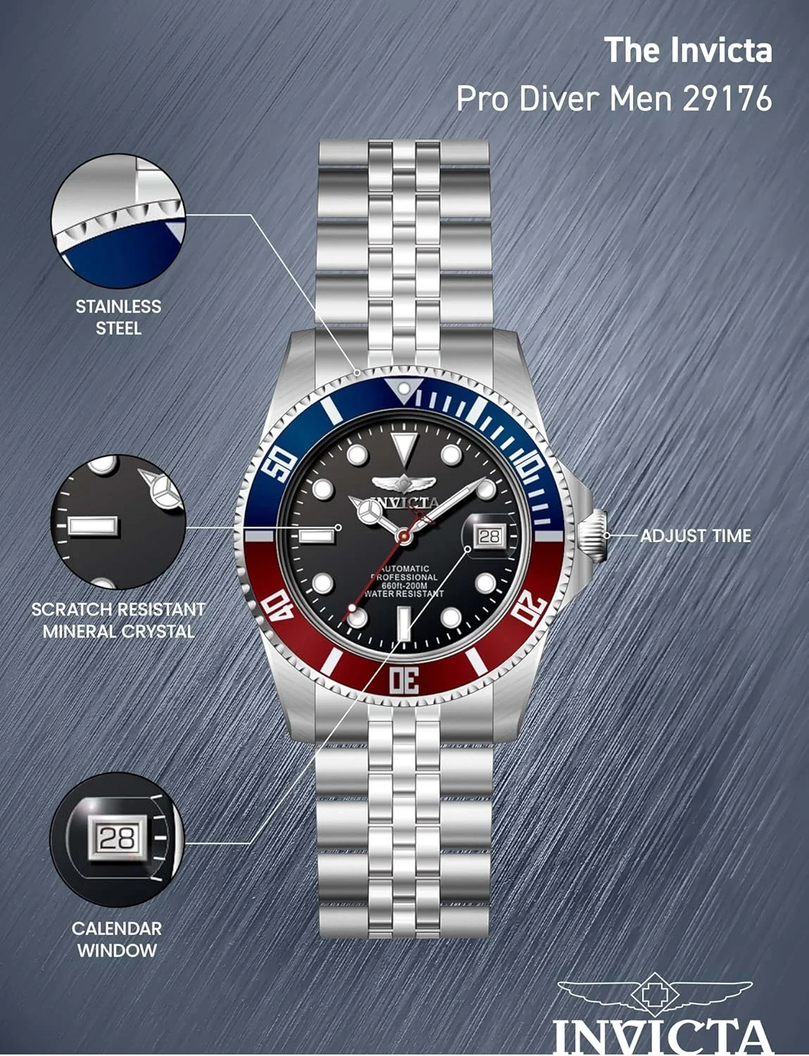 ساعت مچی مردانه اینویکتا Pro Diver 29176 - 42 میلی متر ساعت مچی مردانه اینویکتا Pro Diver 29176 - 42 میلی متر